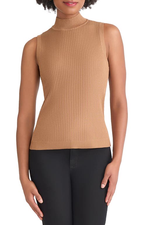 Jones New York Rib Sleeveless Turtleneck Sweater In Brown