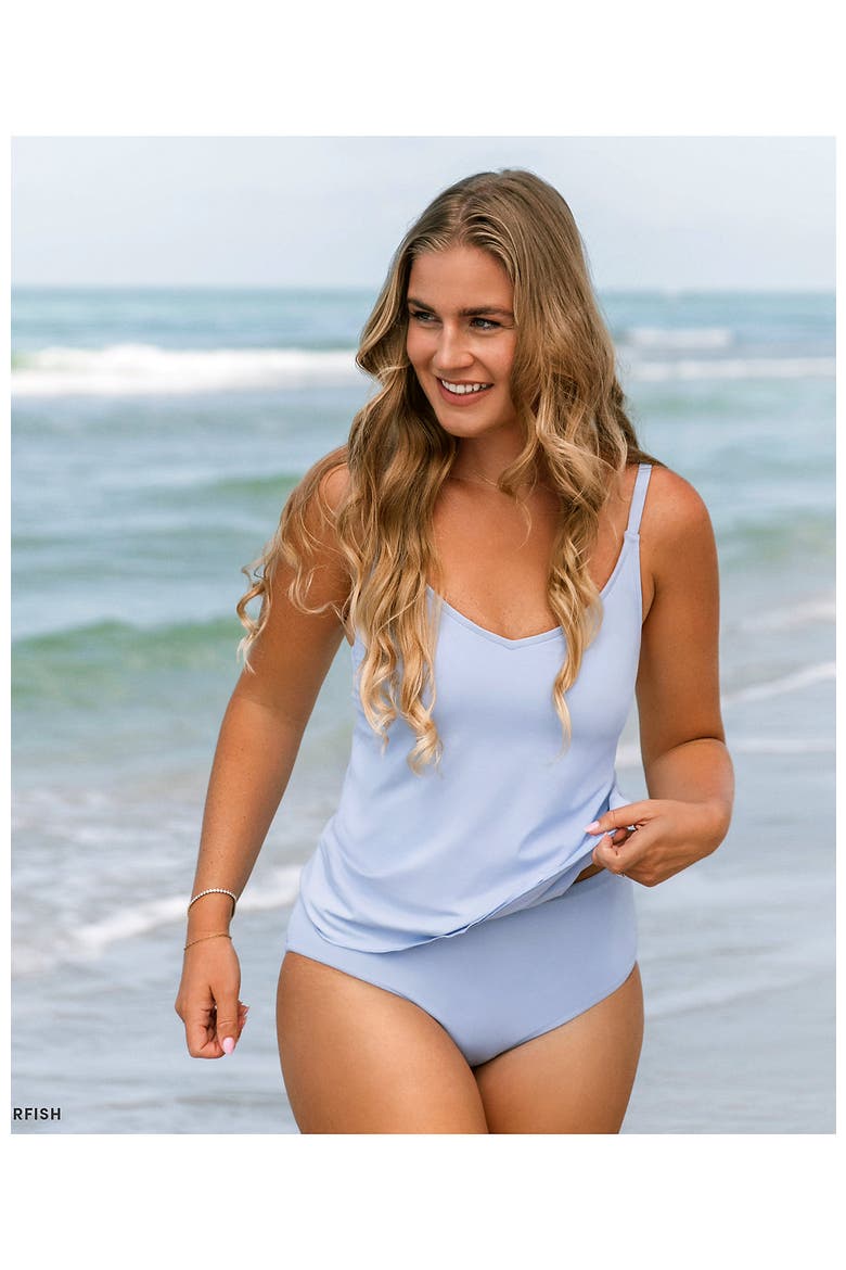 Plus Size DDD-Cup Tulip Hem Tankini Top, Alternate, color, Soft Cloud Blue