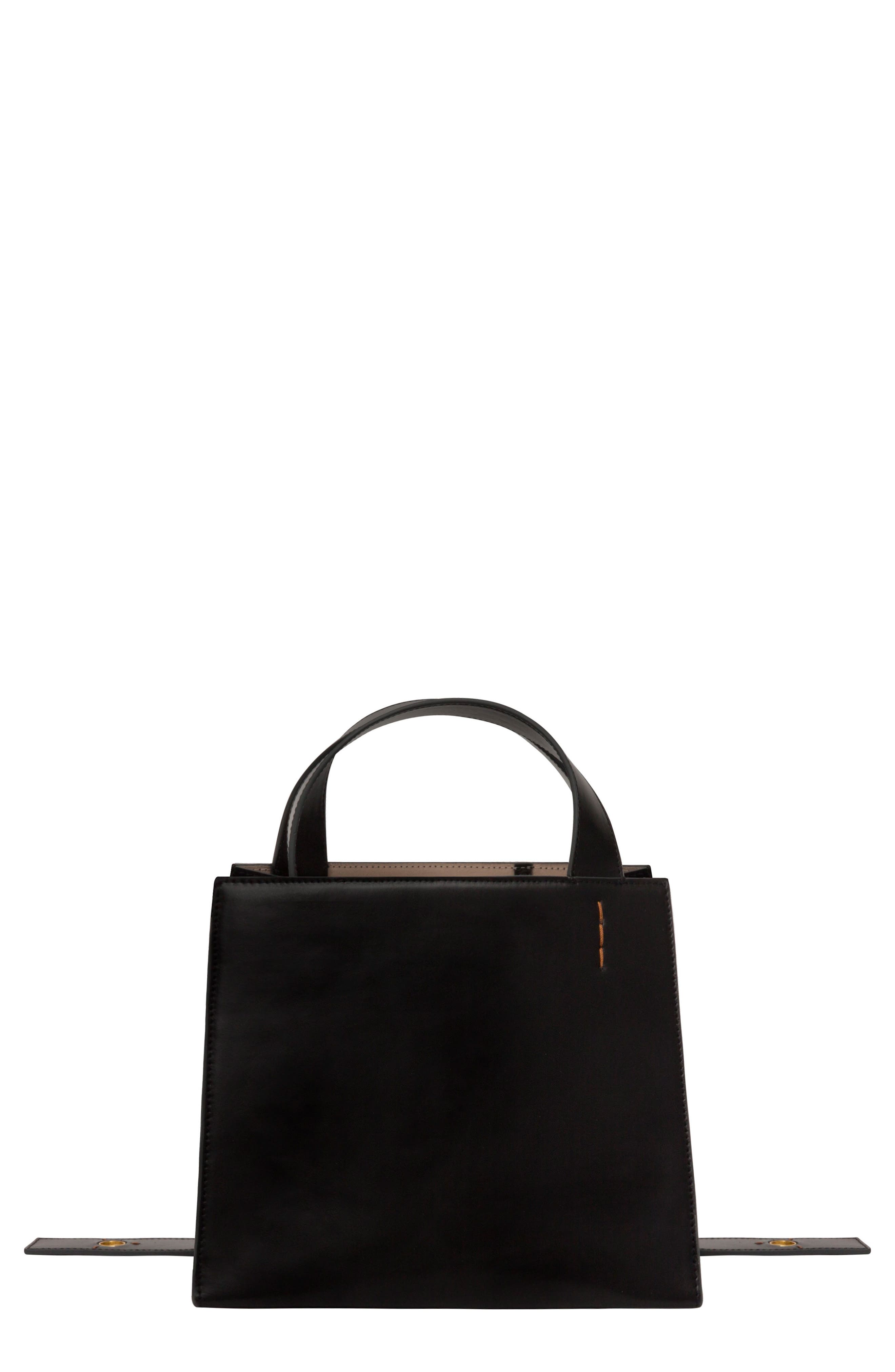 Margot Leather & Genuine Shearling Tote Bag, Main, color, BLACK