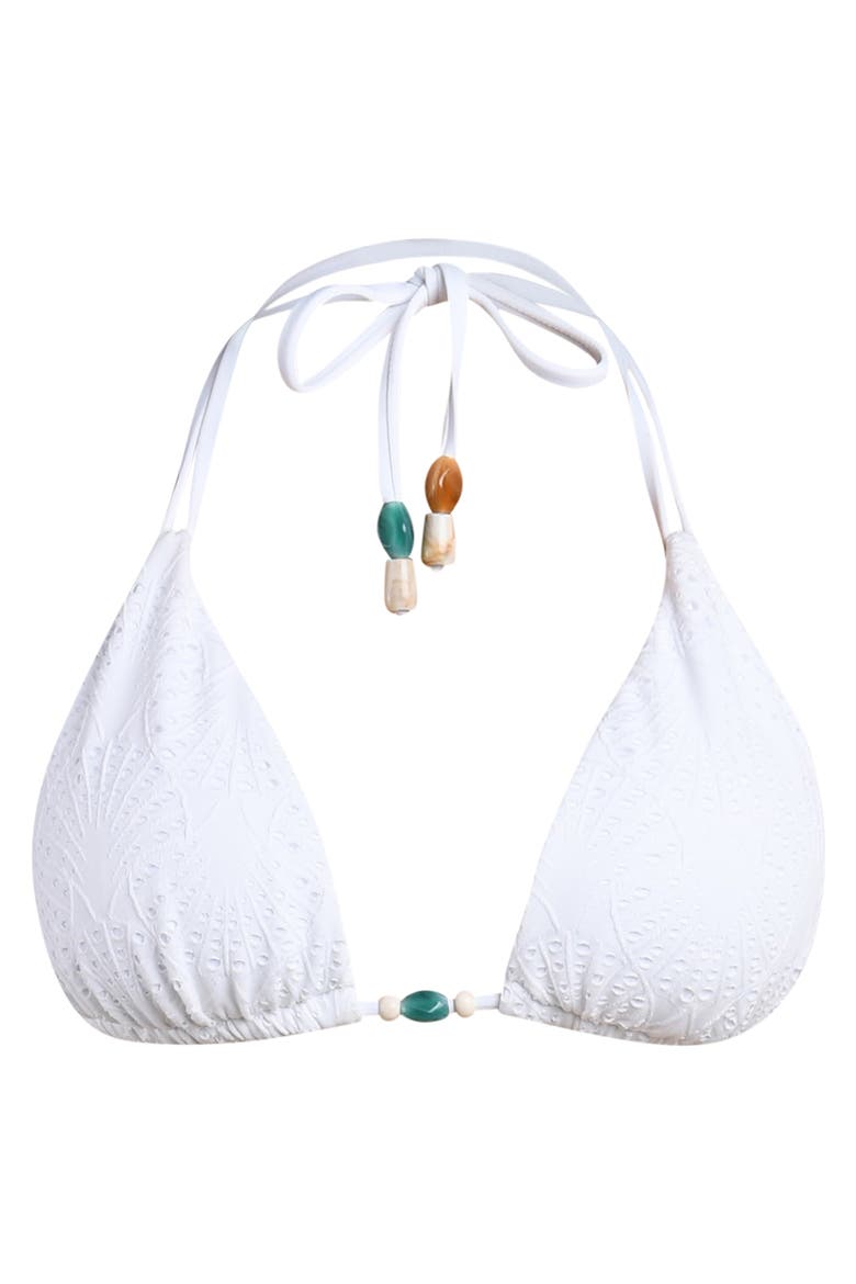 Shellbound Eyelet Triangle Bikini Top, Alternate, color, WHITE
