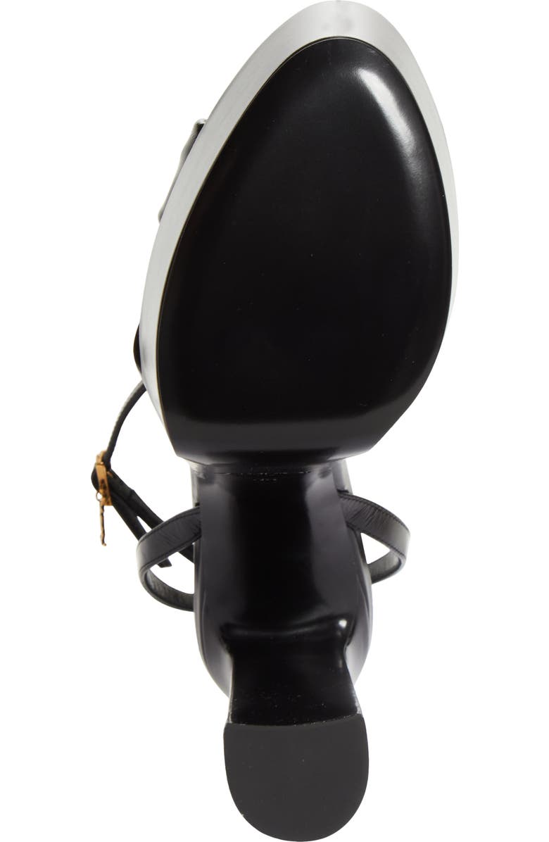 Saint Laurent Franciane Ankle Strap Platform Sandal, Alternate, color, Noir