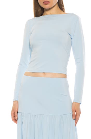Alexia Admor Dahlia Boat Neck Top In Halogen Blue