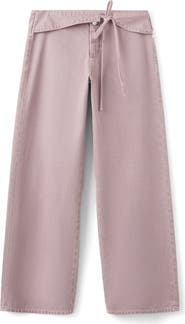 MANGO TEEN Waist Tie Wide Leg Jeans