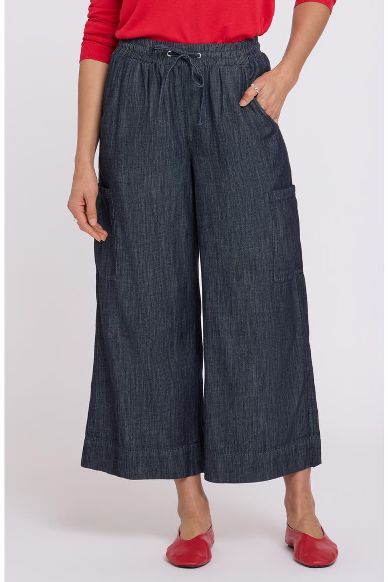 Whitney Crop Wide Leg Drawstring Cargo Pants, Main, color, DARK INDIGO