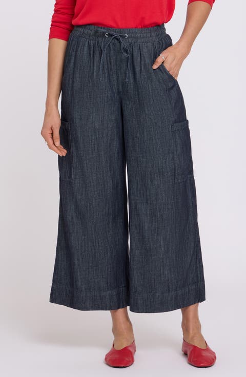 Whitney Crop Wide Leg Drawstring Cargo Pants