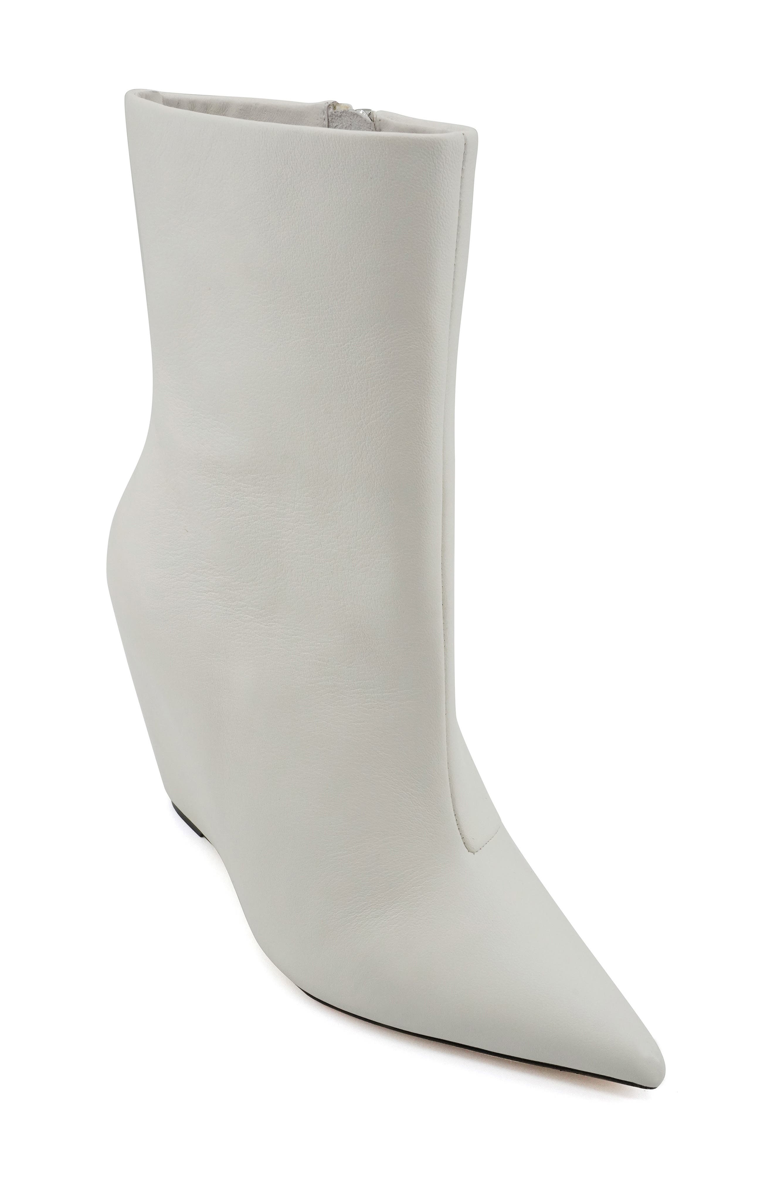Germany Pointed Toe Wedge Bootie, Main, color, WHITE LEATHER