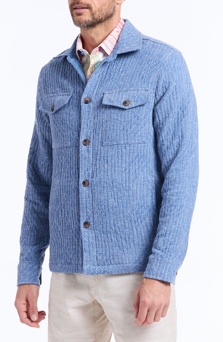 Robert Graham Shawell Woven Shirt Jacket, Alternate, color, Blue