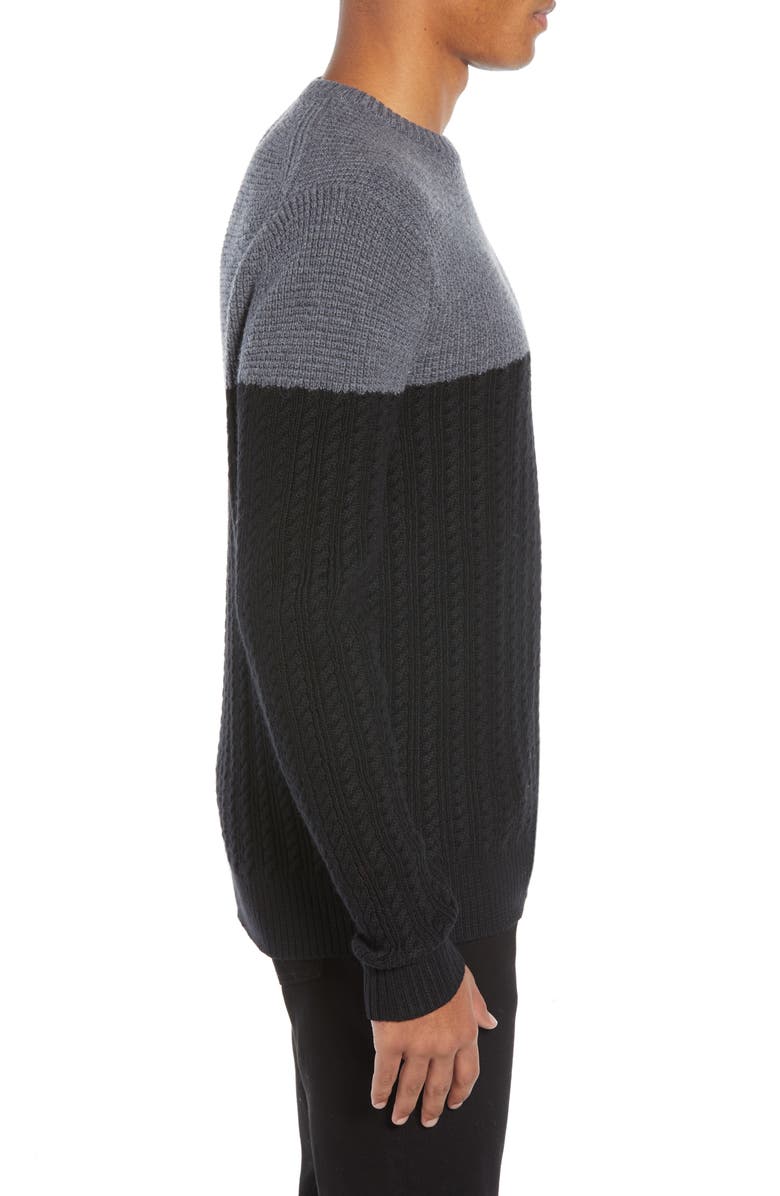 Nordstrom Signature Block Merino Wool Cable Knit Sweater, Alternate, color, 