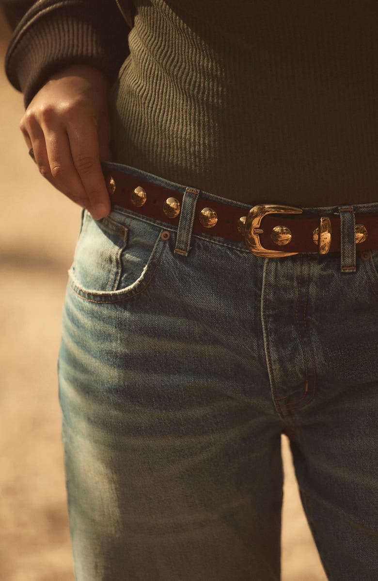 Madewell Studded Western Leather Belt, Alternate, color, Soft Mahogany