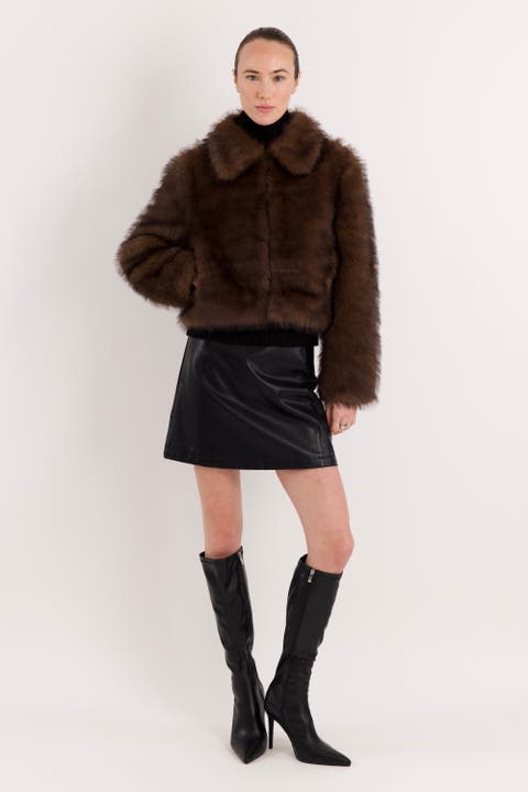 Cropped Faux Fur Coat