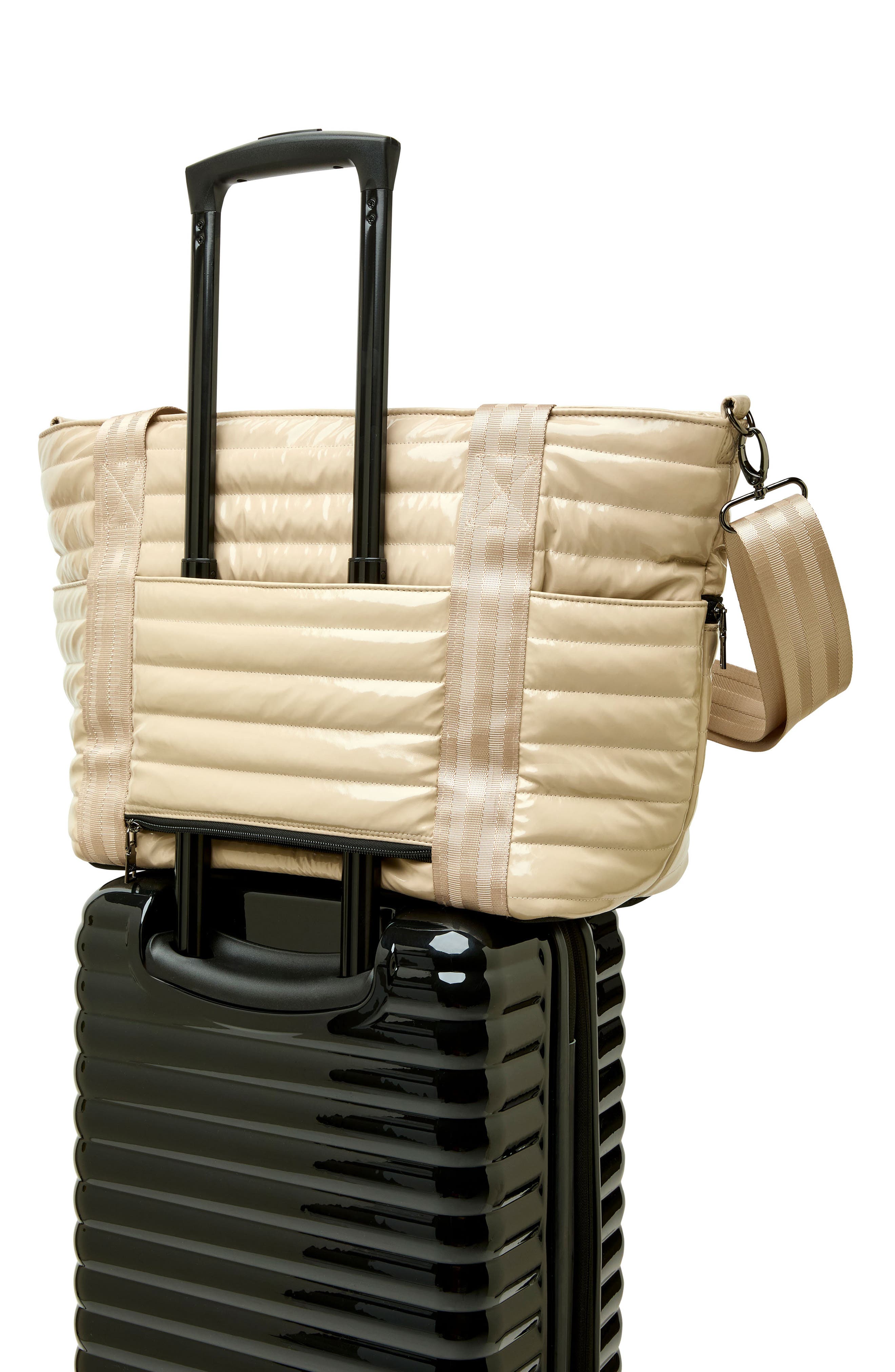 THINK ROYLN Jetset Wingman Tote, Alternate, color, Blonde Patent/ Colorblock
