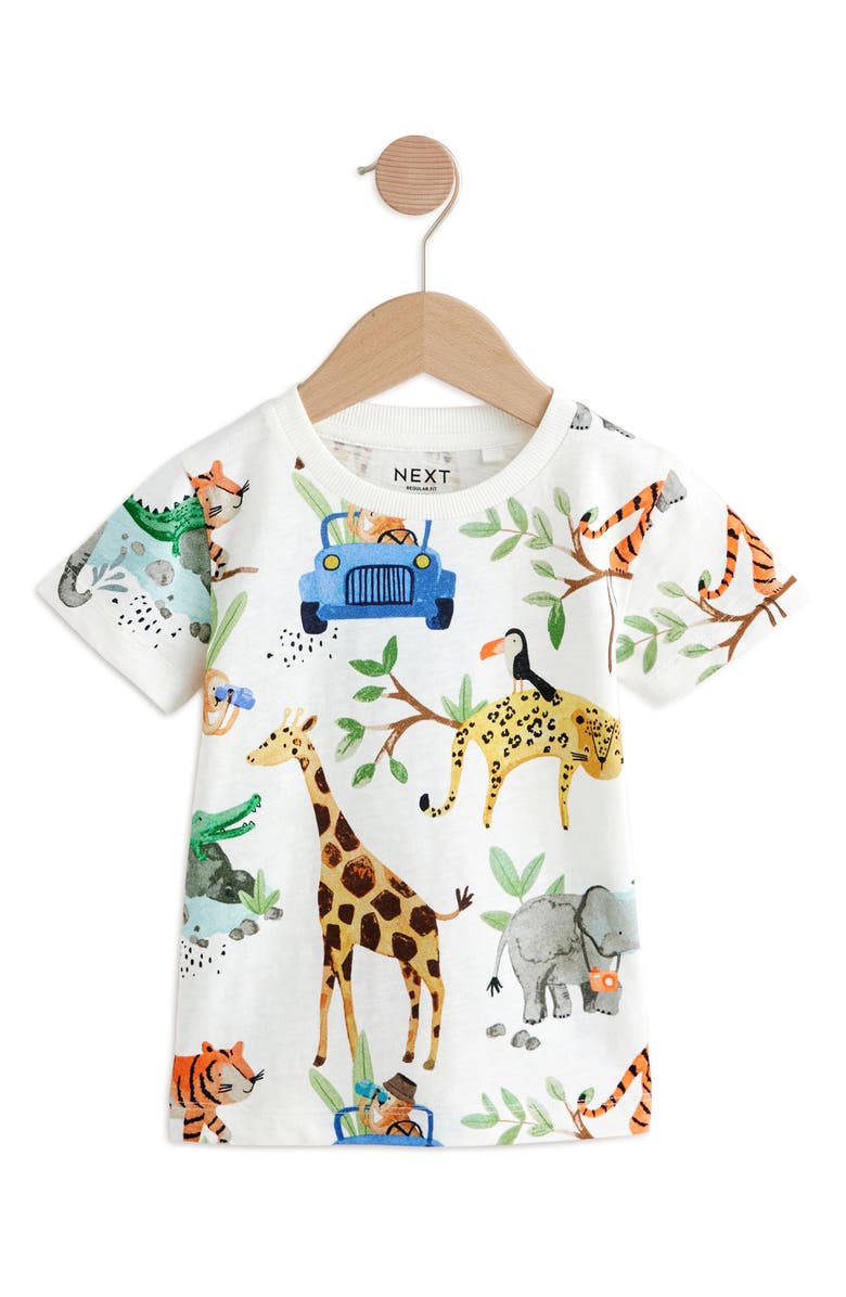 NEXT Kids' Safari Assorted 3-Pack Cotton Graphic T-Shirts, Alternate, color,