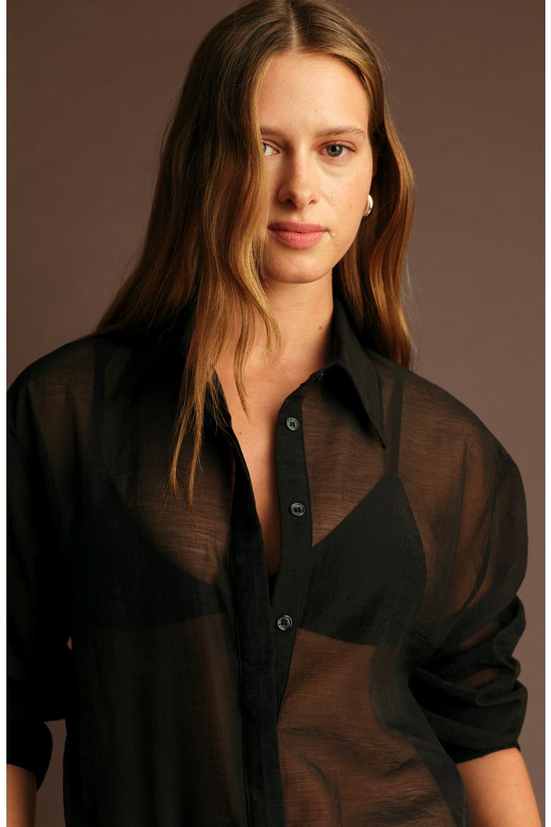 Hugh Sheer Shirt, Alternate, color, BLACK
