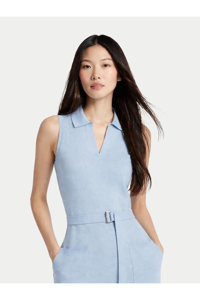 Sleeveless Silk Cashmere Polo Dress, Alternate, color, powder blue