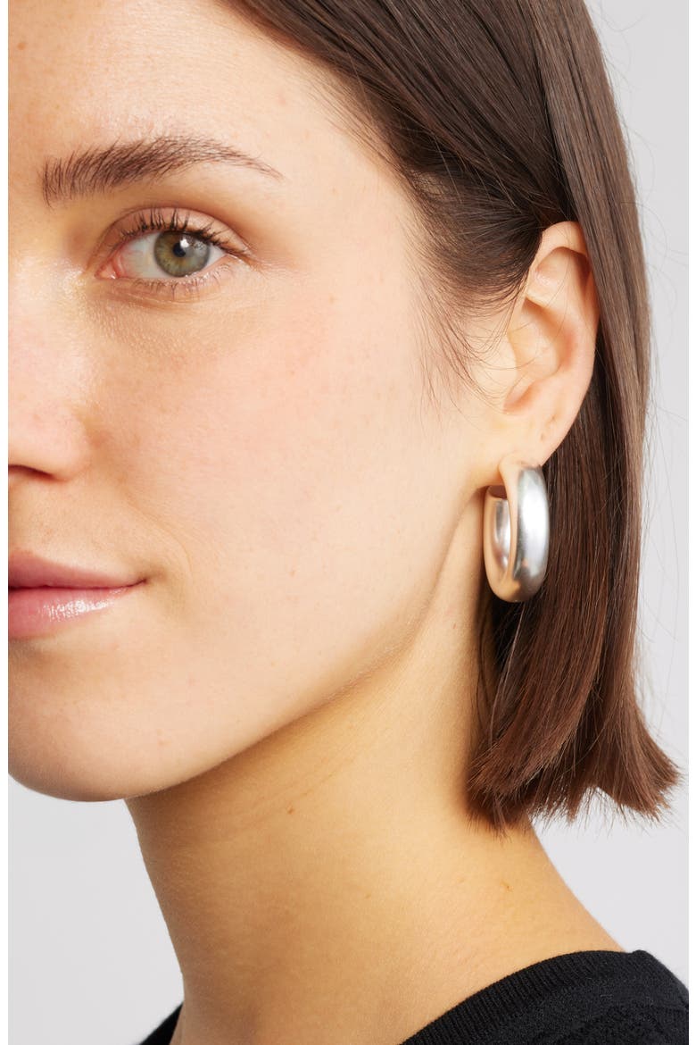 Chunky Tube Hoop Earrings, Alternate, color, MATTE SILVER