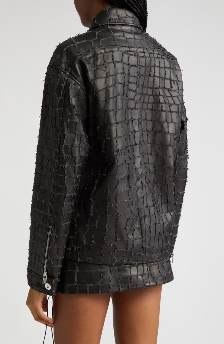 Dion Lee Snakeskin Etched Lambskin Leather Jacket, Alternate, color, 