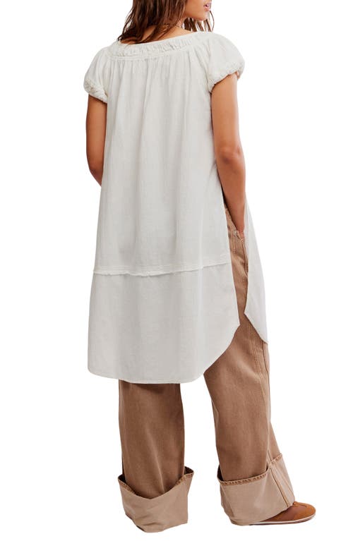 Free People Fayre Puff Sleeve Cotton & Linen Tunic Top In White