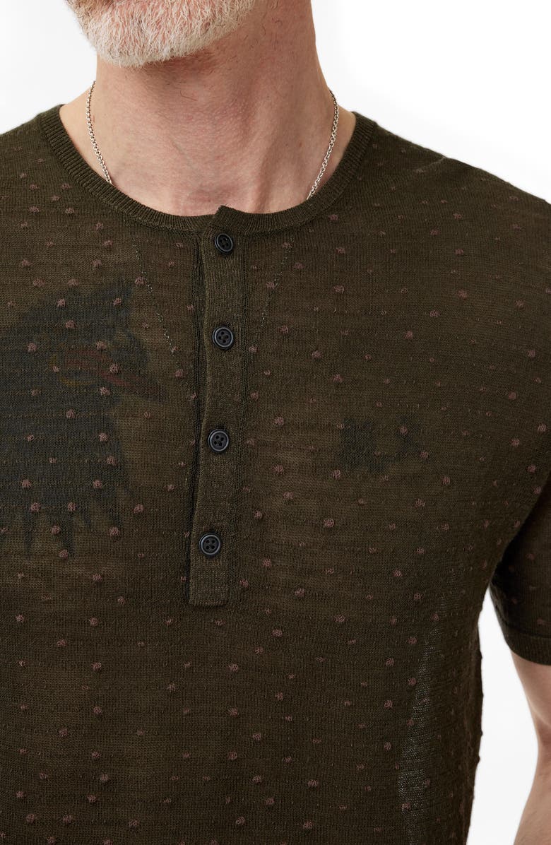 John Varvatos Cabras Wool Short Sleeve Henley Sweater, Alternate, color, Moss