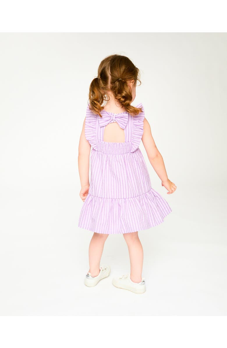 Deux par Deux Sleeveless Flutter Ruffles Striped Dress, Alternate, color, Lavender Stripes