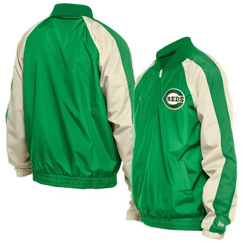 Men's New Era Kelly Green Cincinnati Reds St. Patrick's Day Ripstop Raglan Quarter-Zip Windbreaker