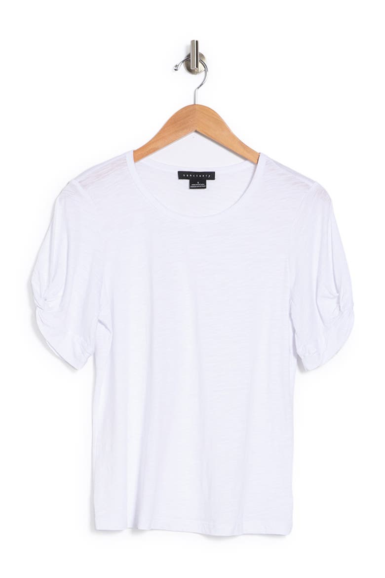 Twist Sleeve Puff Tee, Alternate, color, WHITE