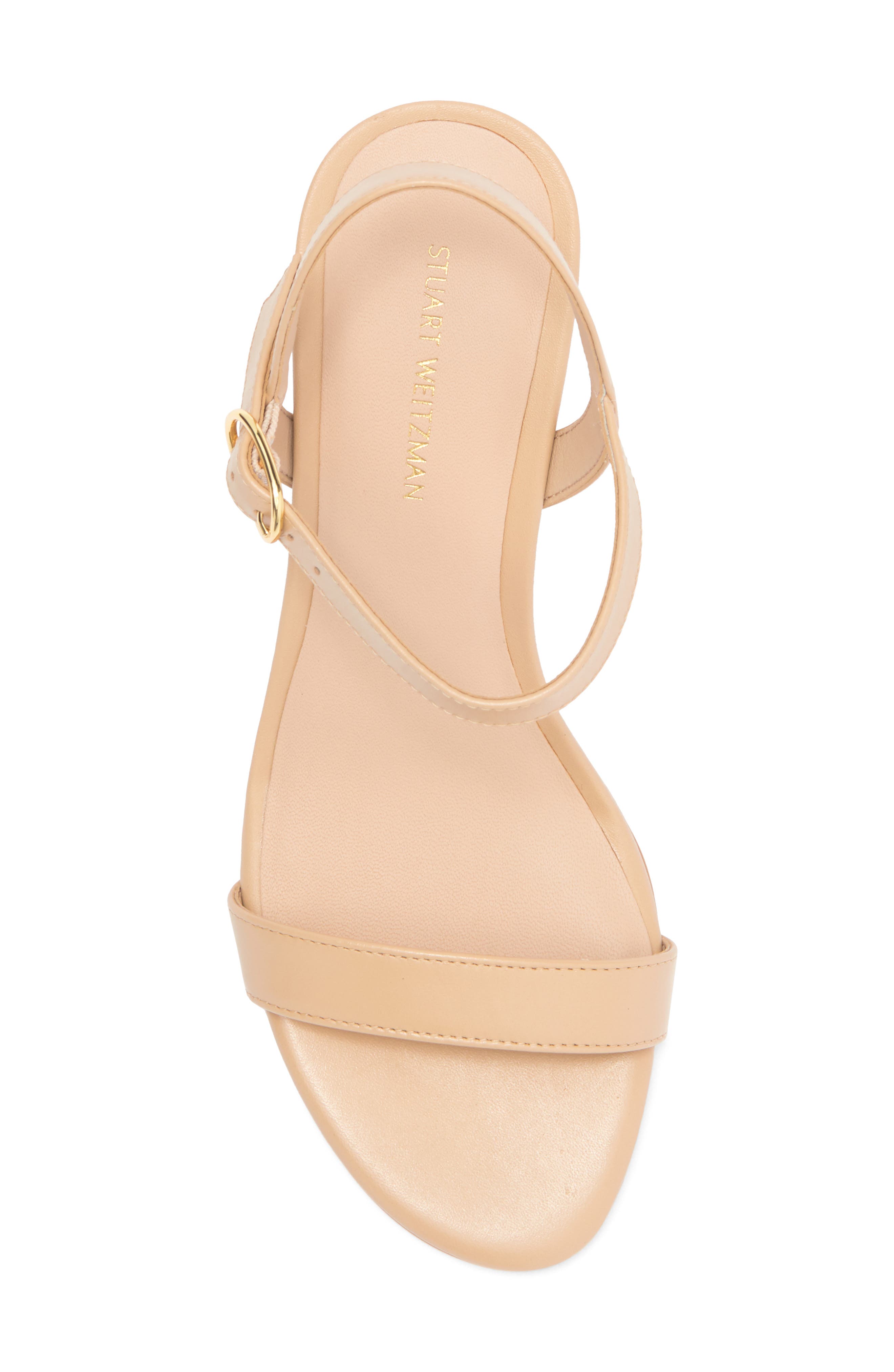Stuart Weitzman Dancer 75 Wedge Sandal, Alternate, color, Golden Beige