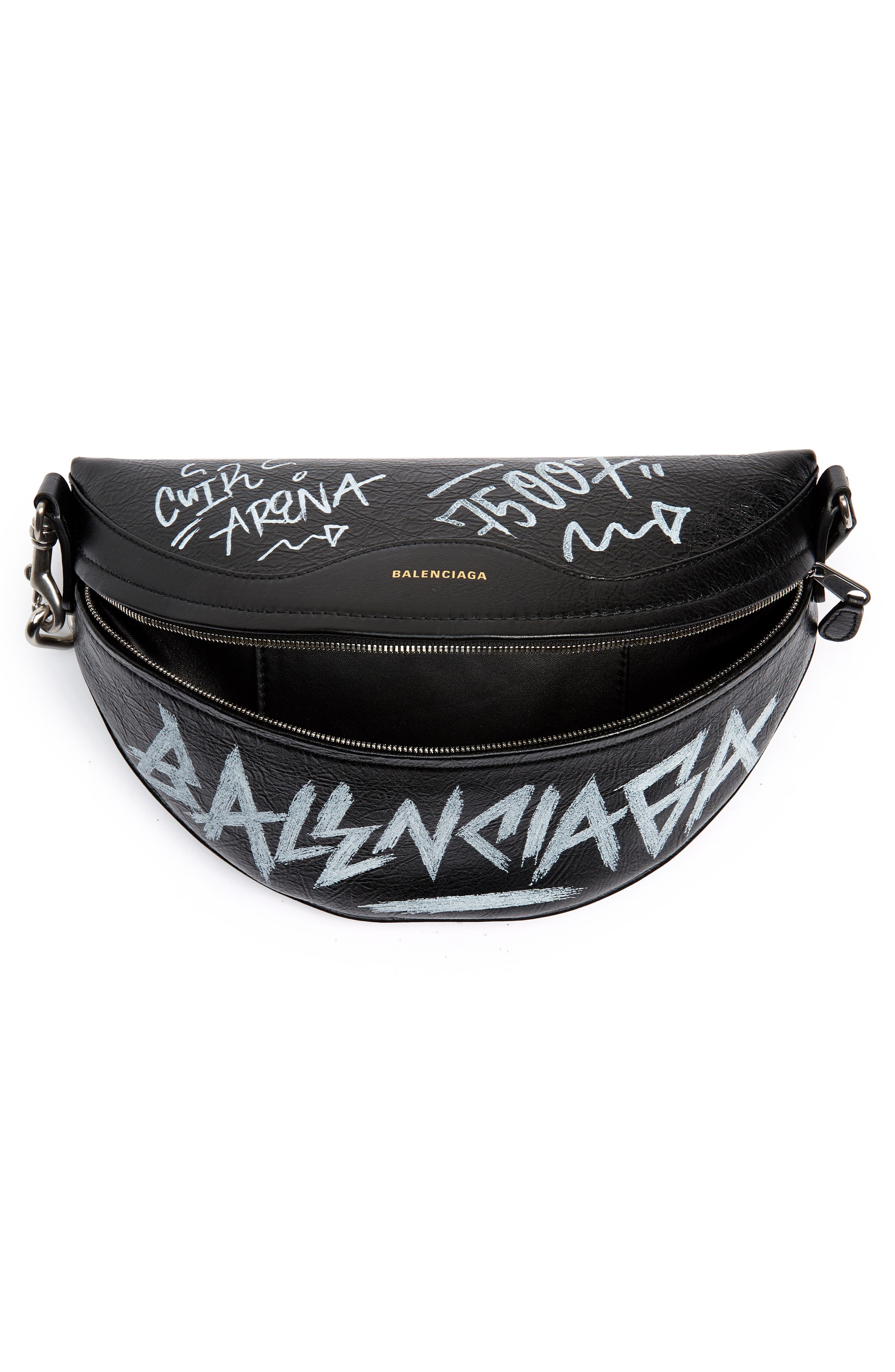 Balenciaga Graffiti Souvenir Leather Belt Bag, Alternate, color, 