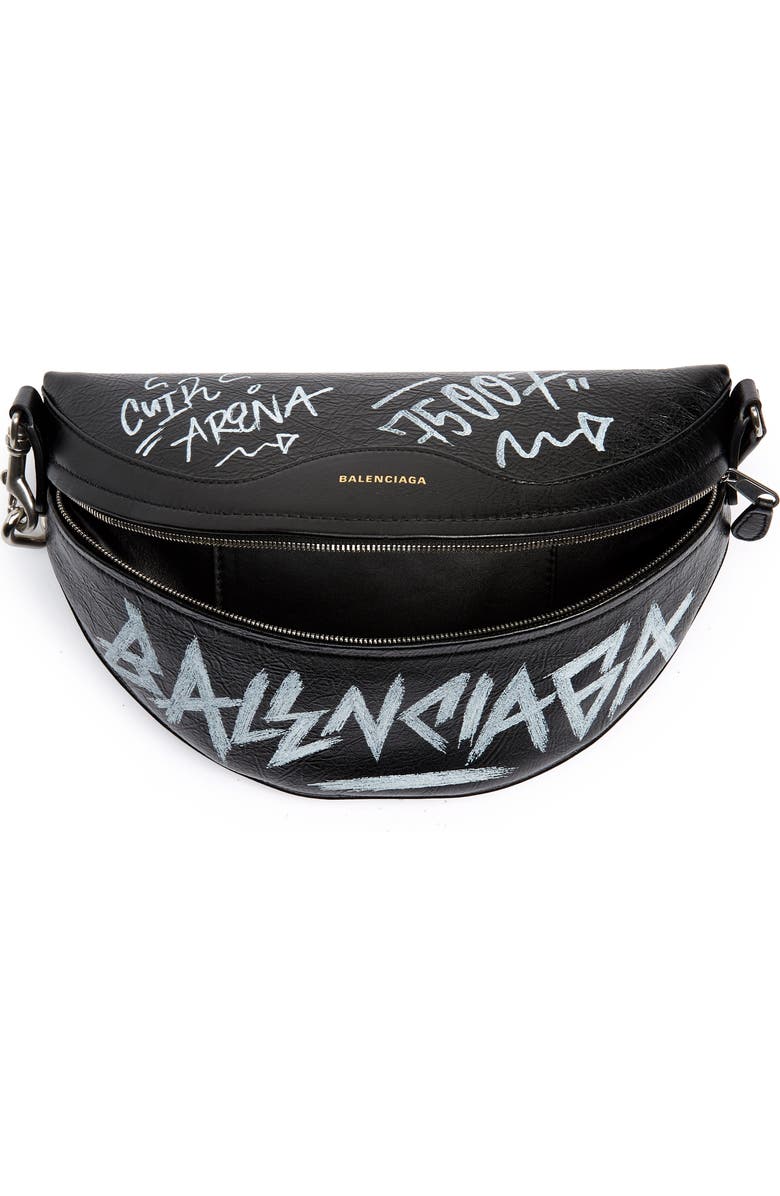 Balenciaga Graffiti Souvenir Leather Belt Bag, Alternate, color,