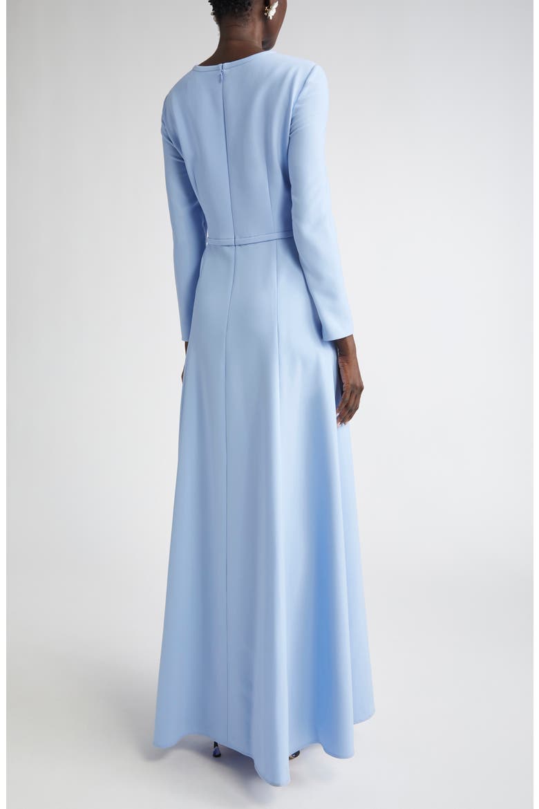 Pleated Triple Bow Cutout Long Sleeve Gown, Alternate, color, SKY BLUE