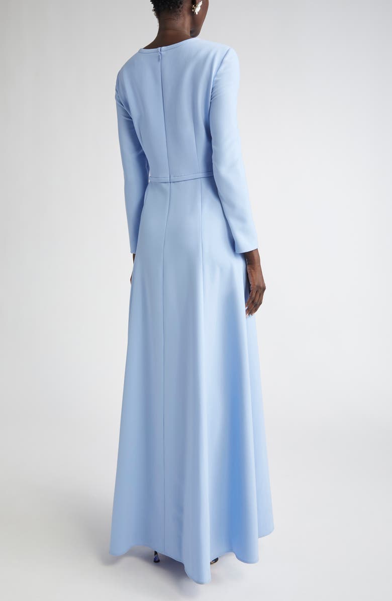 Carolina Herrera Pleated Triple Bow Cutout Long Sleeve Gown, Alternate, color, 