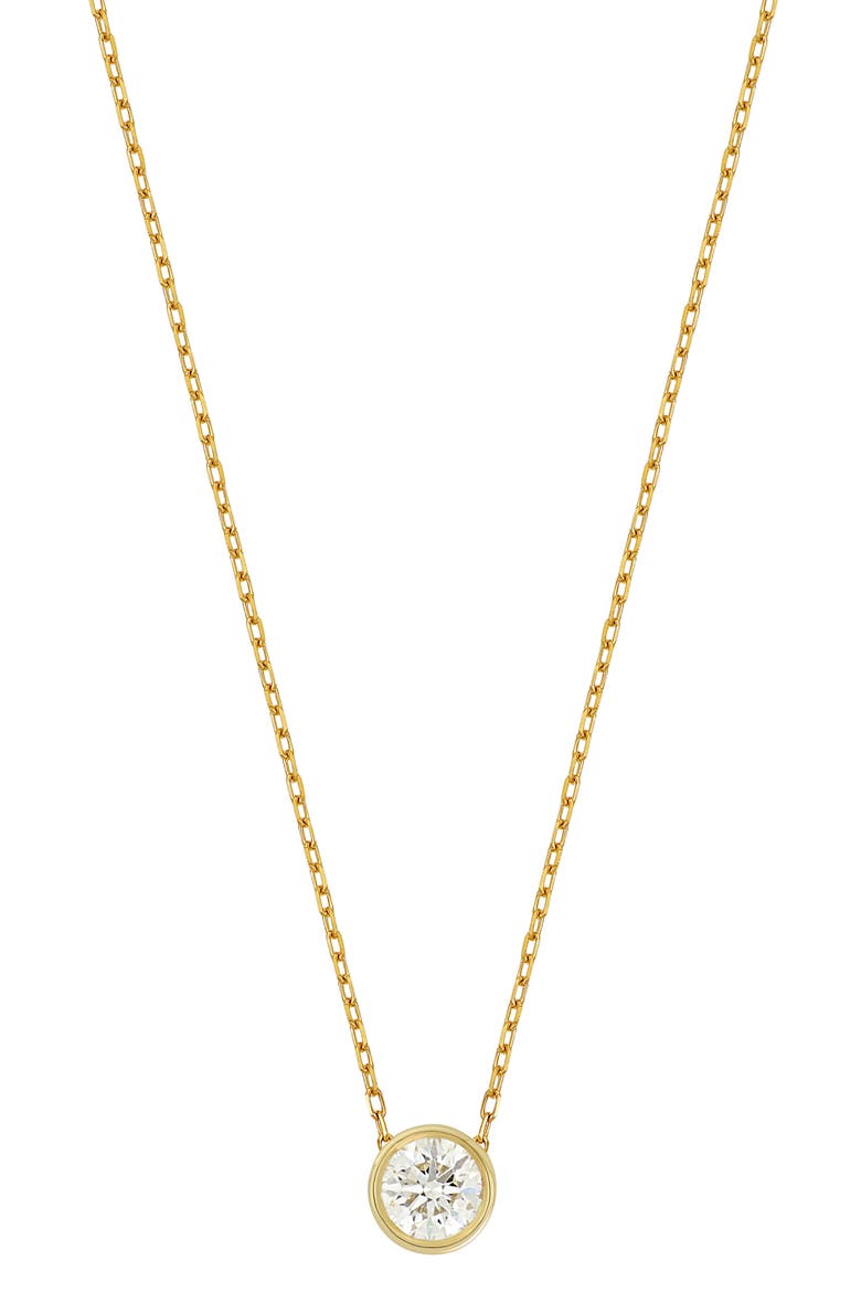 Bezel Diamond Solitaire Pendant Necklace, Main, color, 18K YELLOW GOLD/ DIAMOND