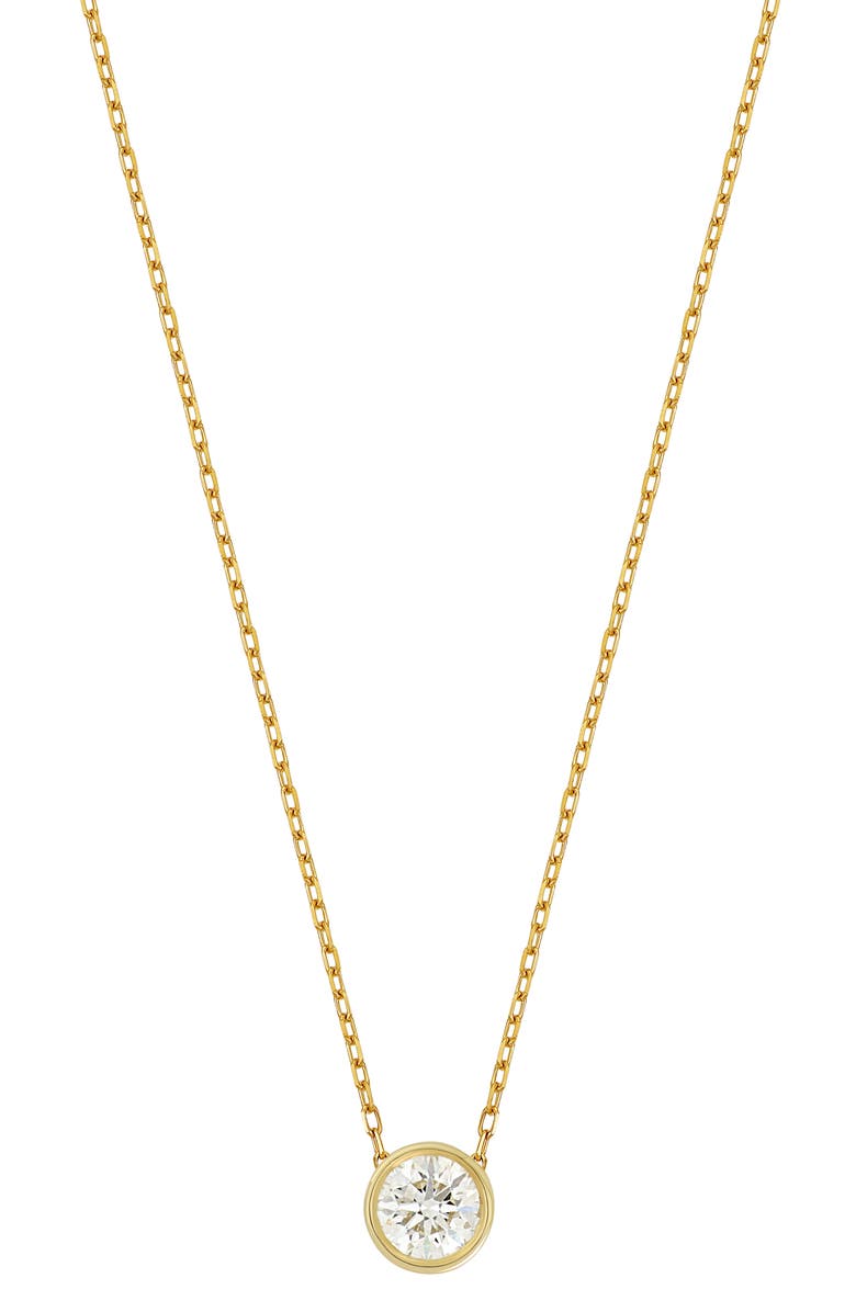 Bony Levy Bezel Diamond Solitaire Pendant Necklace, Main, color, 18K Yellow Gold/ Diamond