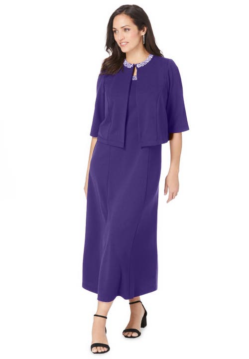 Jessica London 2-Piece Beaded Jacket Dress in Midnight Violet  product