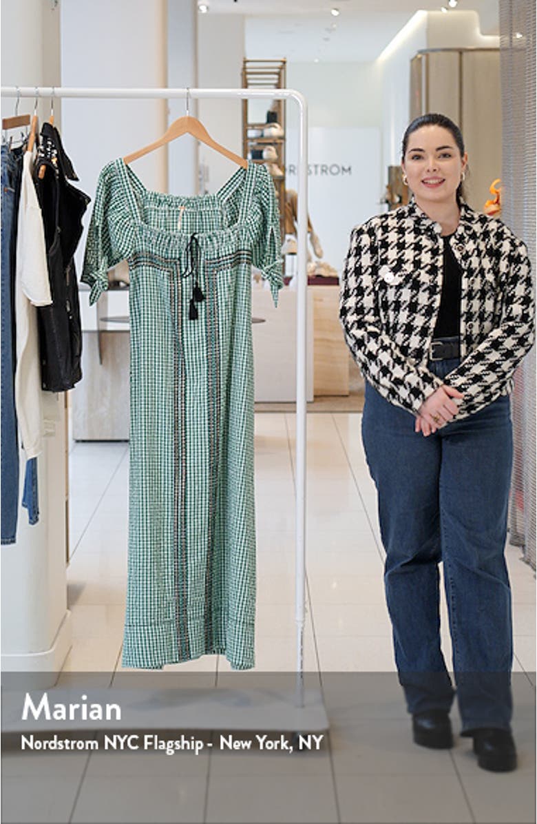 Cass Gingham Cotton Seersucker Maxi Dress, sales video thumbnail