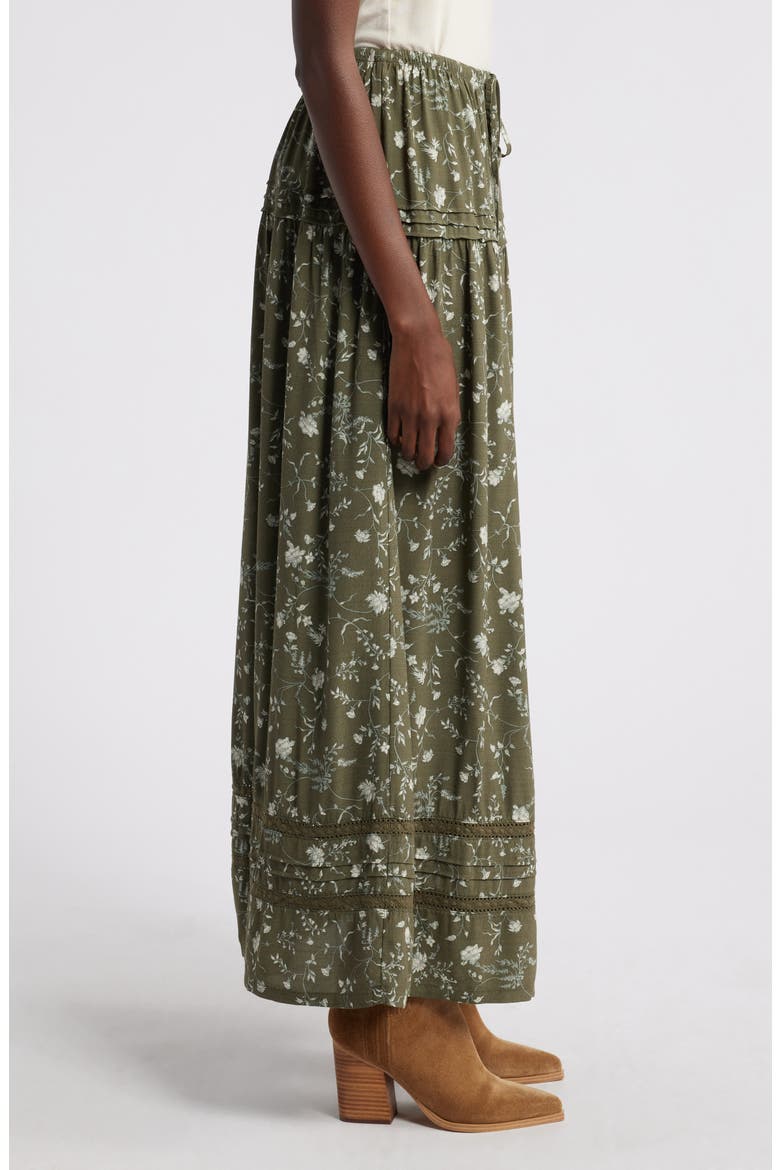 Lace Inset Maxi Skirt, Alternate, color, OLIVE- GREEN WILD VINE