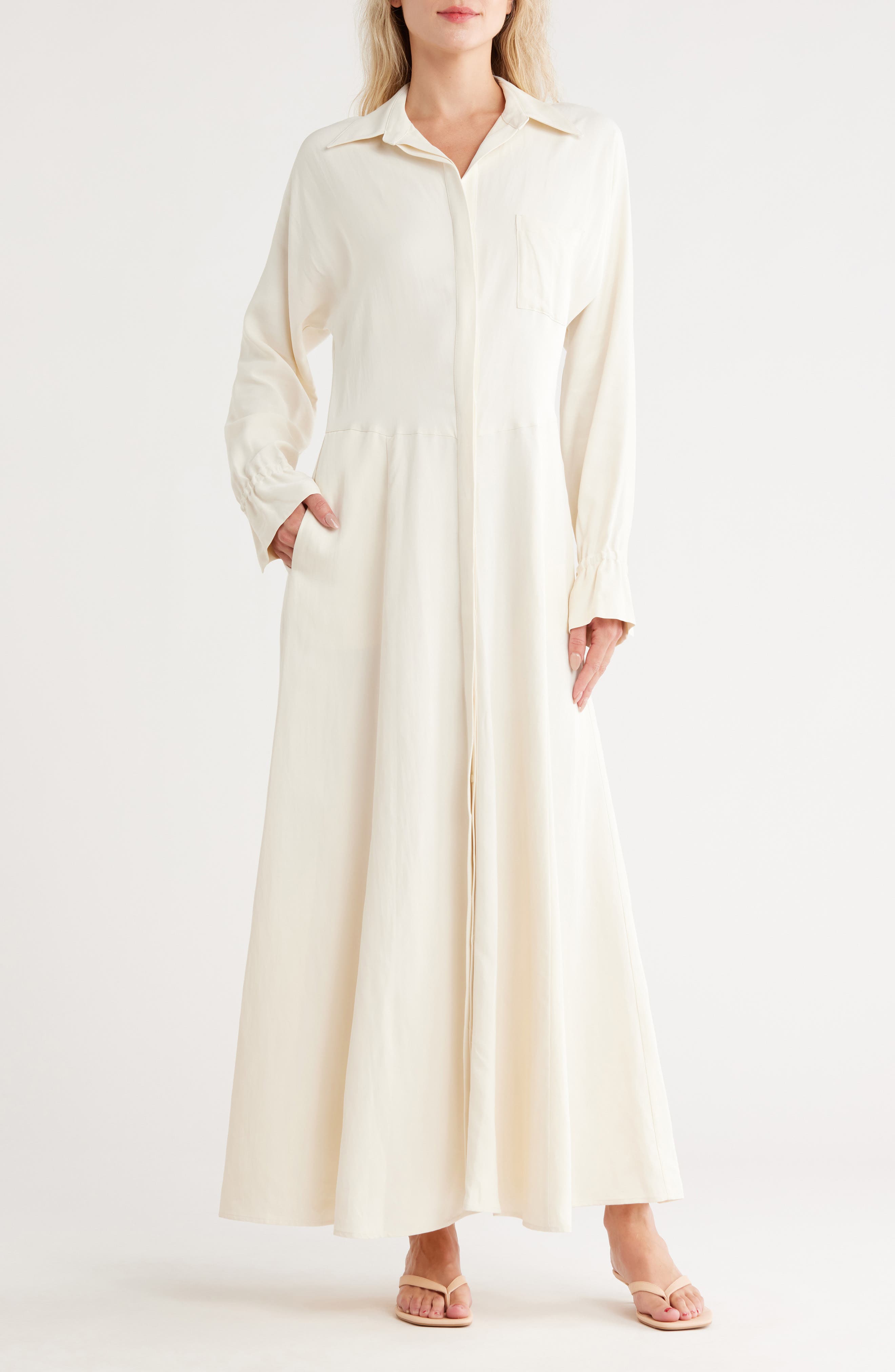 TWP Lazy Hazy Days of Summer Long Sleeve Shirtdress