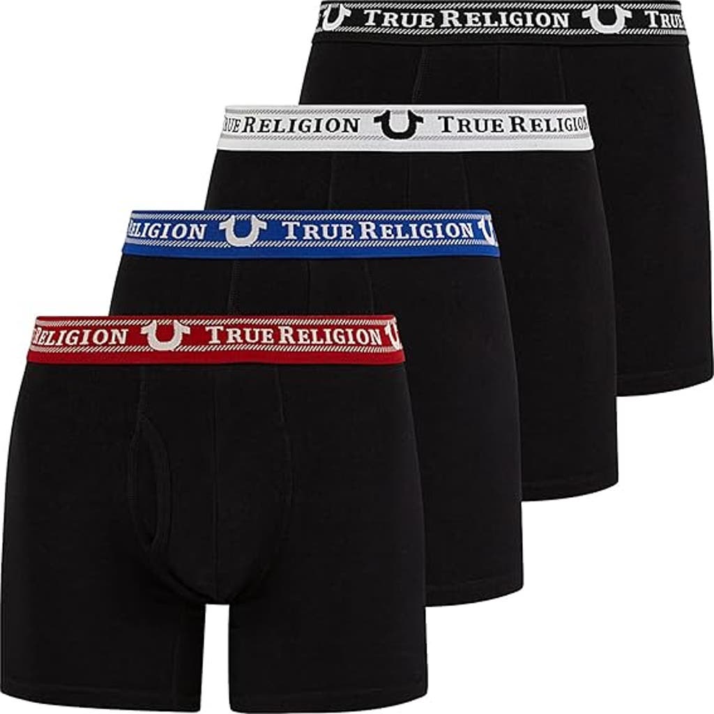 True Religion Boxer Briefs Stretch Underwear Pack Of 4 In Black