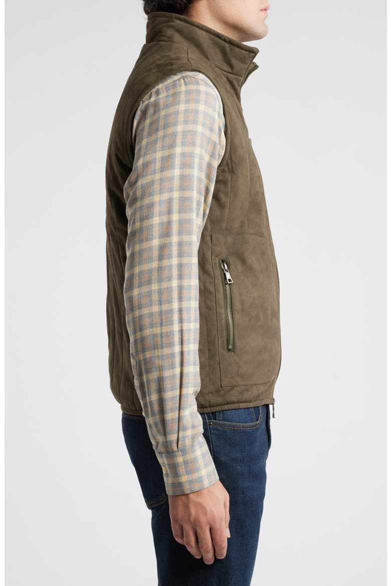 Faux Suede Quilted Vest, Alternate, color, COFFEE