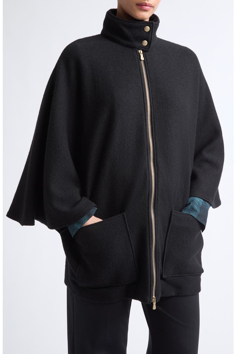 Full Zip Wool Coat, Alternate, color, 22 BLACK