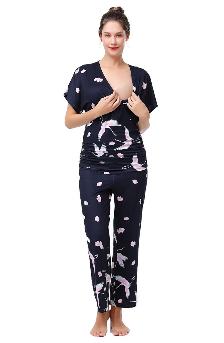 Kimi and Kai Birdie Maternity/Nursing Pajamas, Alternate, color, 
