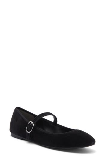 Stuart Weitzman Alice Suede Mary Jane Flats In Black
