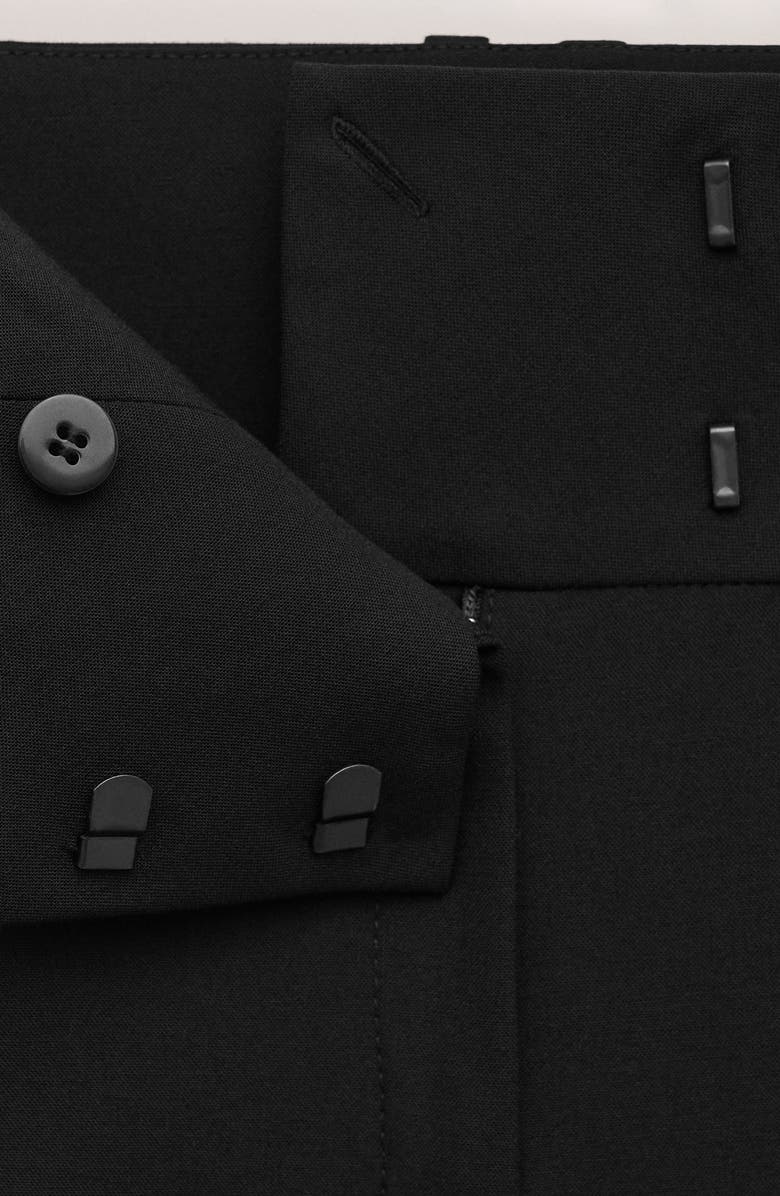 MANGO Pleated Straight Leg Pants, Alternate, color, Black