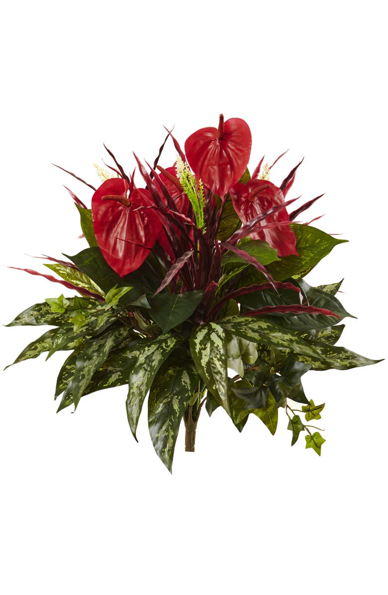 NEARLY NATURAL 24-in Mixed Anthurium Bush, Main, color, Red/Green