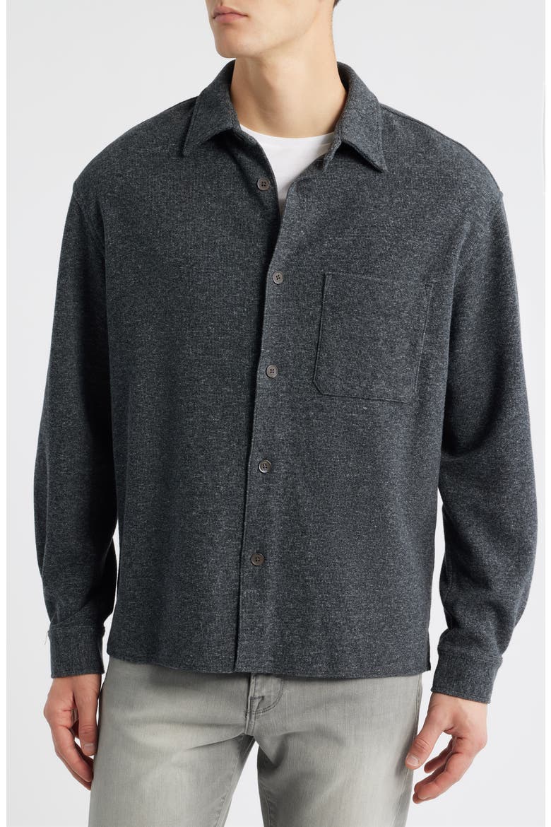 Waffle Knit Button-Up Shirt, Alternate, color, HEATHER GREY