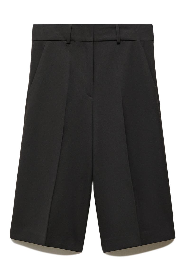 High Waist Straight Leg Bermuda Shorts, Alternate, color, BLACK