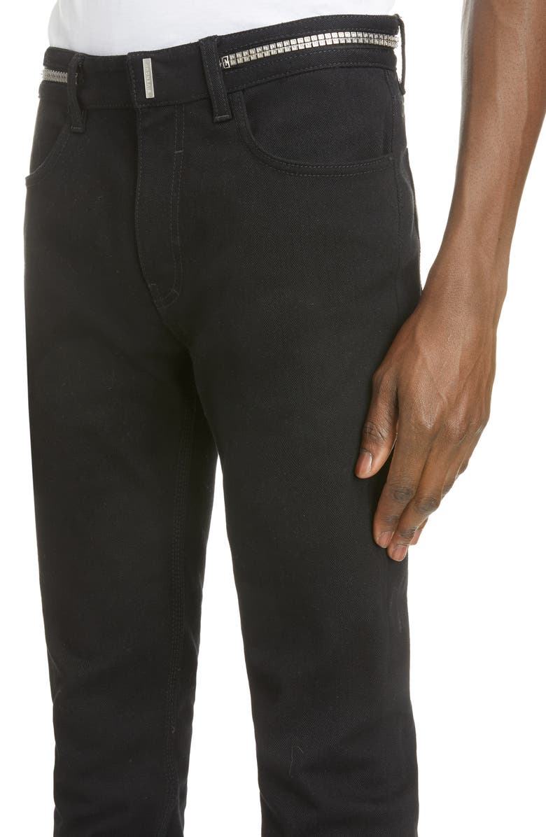 Givenchy 4G Zip Detail Skinny Fit Stretch Denim Jeans, Alternate, color, 