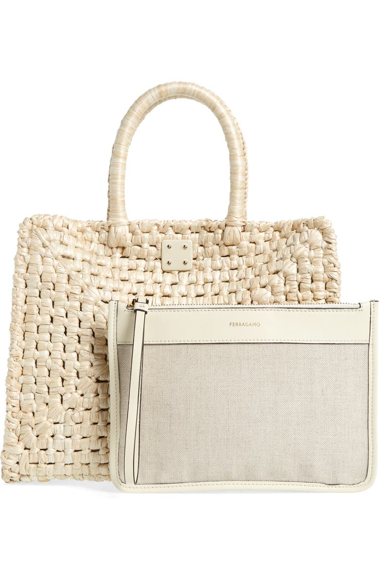 FERRAGAMO Large Raffia Tote, Alternate, color,