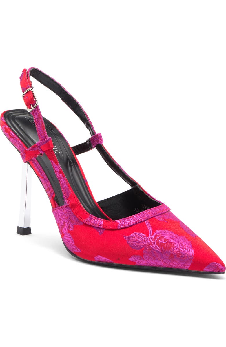 AZALEA WANG Vena Jacquard Slingback Pump, Main, color, Red