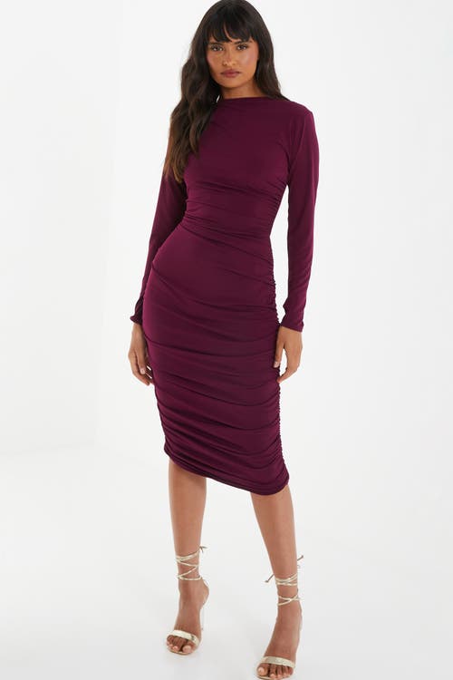 Quiz High Neck Long Sleeve Midi Dress