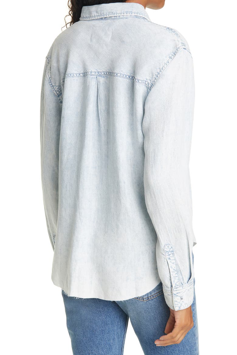 Ingrid Raw Hem Chambray Shirt, Alternate, color, LIGHT ACID WASH